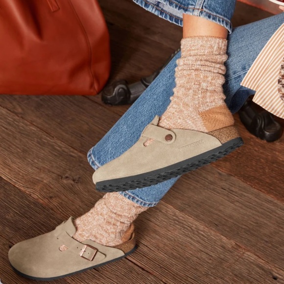 Birkenstocks Suede Slip-On Clogs with Buckle - Picture 2 of 8